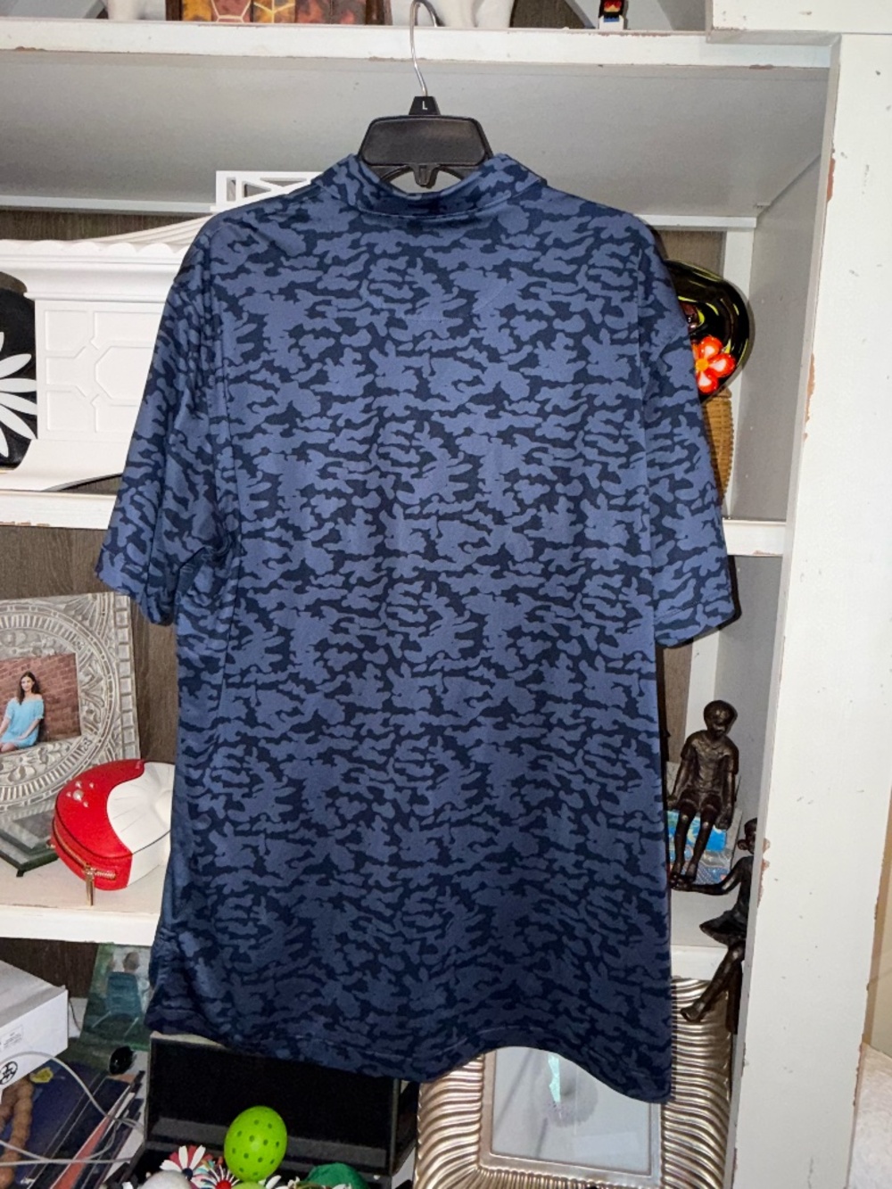 Peter Millar summer comfort mens Large L polo shirt blue camouflage - Picture 4 of 4